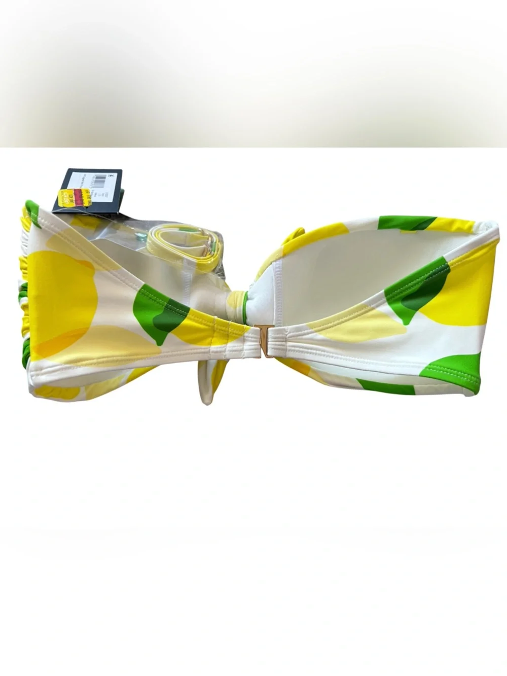 kate spade Yellow Green and White Lemon-Print Bandeau Bikini Top
